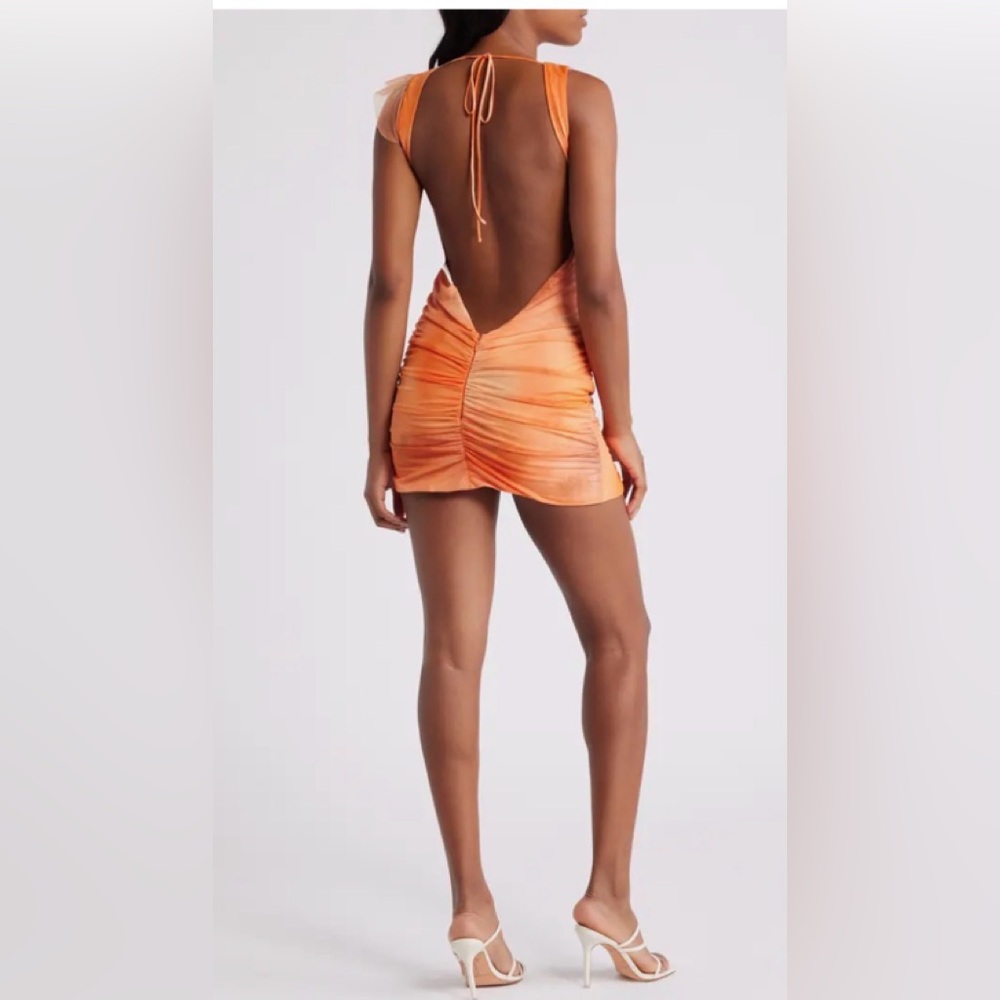 Mistress Rocks Ruffle Side Drape Mesh Minidress StretchSize Large Tall - Picture 4 of 10